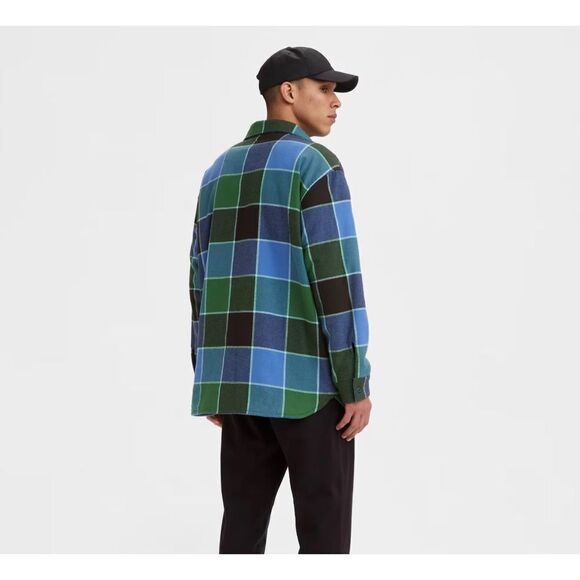 Levi’s Straus Men’s Unisex‎ Gold Tab Jackson Plaid Shacket Size XL Blue Green - Picture 3 of 10